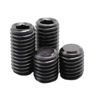 China Thread Hexagon Socket Flat Headless Worm Screws Set Flat Point Screws Black Hex Socket Set Screw for sale