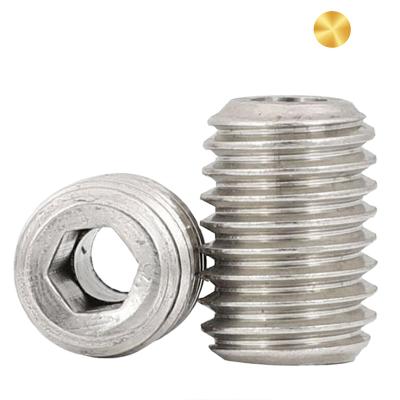 China China Wholesale Custom Flat Point Hexagon Screw 304 Stainless Steel Hex Plug Allen Nose Worm Slotted Set Screw for sale