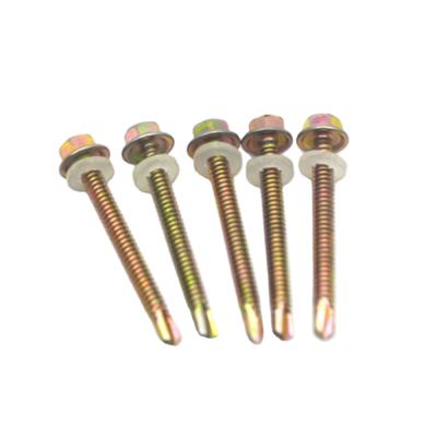 China Pan China Wholesale Galvanized Metal Hexagon Teak Wood Stainless Steel Hex Self Drilling Head Screw With EPDM Gaskets Covering Screw for sale