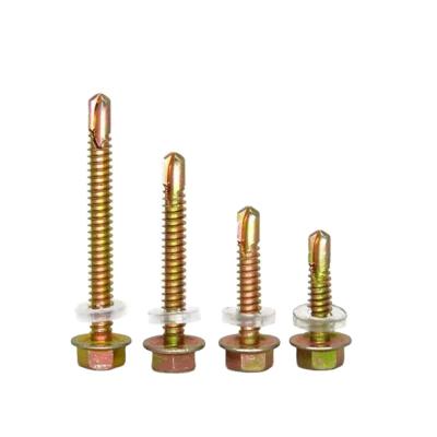 China General Industry Metal Galvanized Hex Head Stainless Steel Self Drilling Hex Screw Covering Rubber Seal Screw Teak Tapping Screw for sale