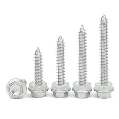 China Industry General Stainless Steel Hex Flange Self Self Drilling Tek Screws / Self Tapping Screws With PVC Gasket for sale