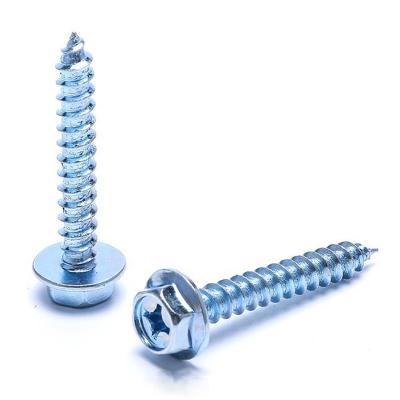 China General Industry Hexagon Flange Head Self Drilling Screws Zinc Blue White Carbon Steel High Strength m3.5m4.8m5.5 Tapping Screw for sale