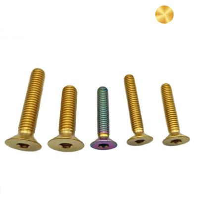 China HEX burned blue color countersunk head screw din7991 titanium alloy sunken head screw for sale