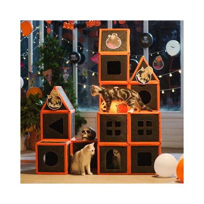 China Purrini Spot Goods Viable Pet Cage Houses Diy Design Portable Assembly Carriers Product Bed Warm Breathable Pet Cages Houses Product for sale