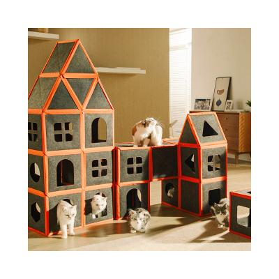 China Viable Purrini Castle Set Pet Cage Houses Diy Design Assembly Carriers Product Portable Bed Warm Breathable Pet Cage Rooms Product for sale