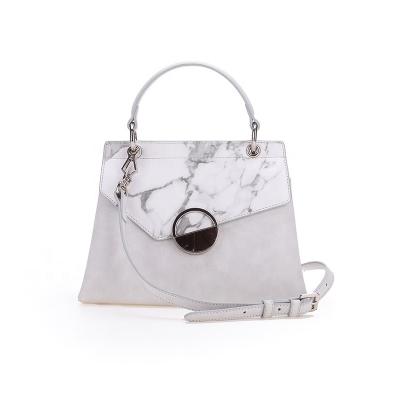 China Vintage Marble Texture PU Leather Shoulder Bag Elegant Flap Ladies Top Handle Bags Women Satchels Handbags for sale