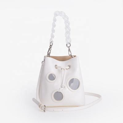 China New Fashion Design Ladies Shape String Bucket Handbag Acrylic Chain Shoulder Bag For Women for sale