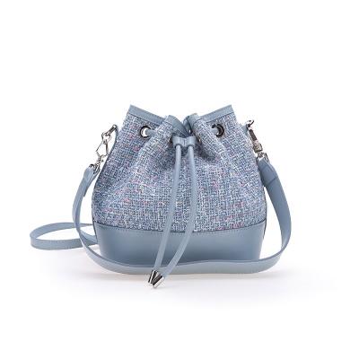 China Vintage PU Leather Barrel Shape Bag Fashion Drawstring Bucket Cross - Body Women Drawstring Bucket Bag And Purses for sale