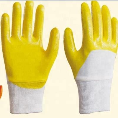 China Heavy Duty Nitrile Gloves-Work Gloves-Safety Gloves-ZHX-2101,100% Cotton Beached Interlock Shell, Knit wrist Cuff, Nitrile 3/4 for sale