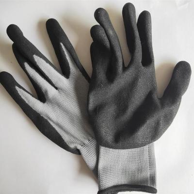 China 13Guage Grey Polyester+Nitrile Nitrile Sandy Gloves-Work Gloves-Safety Gloves for sale