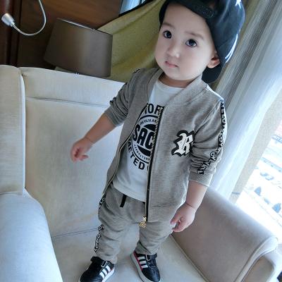 China New Designs Wholesale Kids Clothes Gray Cotton Clothing Sets For Sporty Wholesale Child Casual Clothes From China for sale