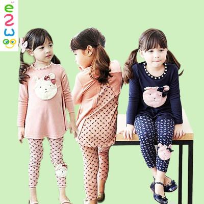 China 100% Cotton Spring Bow-knot Clothing Sets For Girls Knit Long Sleeve Children's Clothing Sets for sale