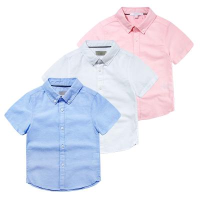 China Newest Anti-pilling Wholesale Kids Clothes Blanket Collar Short Sleeve Boys Dress Shirts for sale