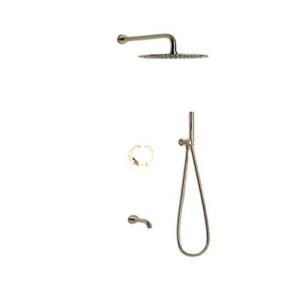 China Without Slide Bar Gold Color Bathroom Stainless Steel Concealed Shower Set Shower Faucets Around Modern Wall Mounted Shower Sprayer Set for sale