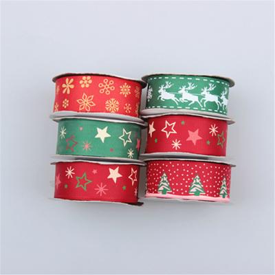 China Recyled Customized Printed Christmas Ribbon For Gift Box Packaging for sale