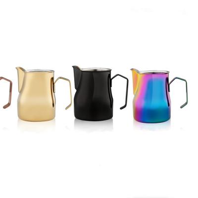 China Viable Gold Steaming Stainless Steel Milk Frothing Coffee Jug Latte Art Pitcher 350ml 550ml 700ml for sale