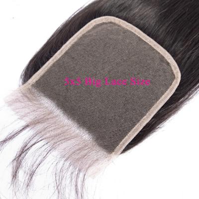 China Plus Size Yes Straight 5x5 Lace Closure Pre Plucked With Baby Hair Natural Hairline Brazilian Remy Human Hair 5*5 Closure for sale