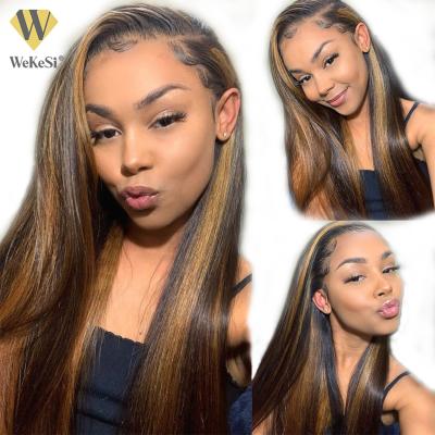 China Long Lasting Hair Brazilian Hair Lace Front Human Hair Wigs Highlight 1bT27 1bT30 1bT99j Ombre Color Hair Lace Closure Wig With for sale