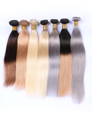 China Silky Straight Wave Virgin Brazilian Cuticle Aligned Hair Bundles Colored Vendors, #4 #27 #99j Burgundy Ombre Hair Bundles for sale