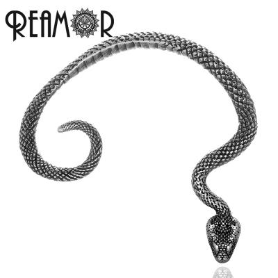 China Water Proof REAMOR Gothic Snake Pavilion Wrap Animal Stud Earrings In Stainless Steel Mens Ear Jewelry Punk Wholesale For Women Mens for sale