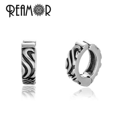 China REAMOR TRENDY Waves Pattern Totem Clip On Ear Jewelry Stainless Steel Mens Womens Earrings Without Hole Jewelry For Women Men for sale