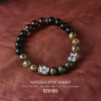 China DIY God Eye Handmade Natural Stone Elastic Bracelet Adjustable Religious Buddhist Stretch Beaded Jewelry REAMOR Beaded Jewelry For Women Men for sale