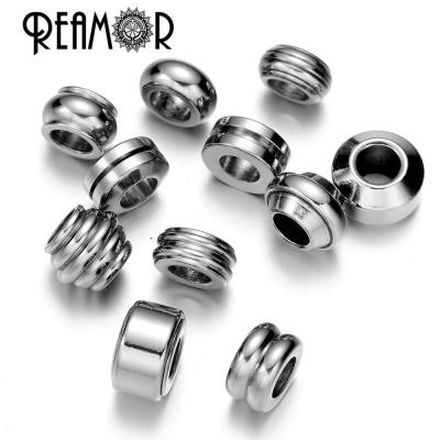 China REAMOR High Polished 316l Stainless Steel Spiral Pattern Stripe Metal Spacer Beads Accessories For Pan Bracelet Jewelry DIY 4.5mm/0.177in (Fit Leather Cord 4mm) for sale