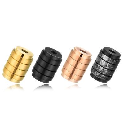 China REAMOR Unique CNC 316L Stainless Steel Cylinder Charm Beads Rose Gold Retro Black Plated Beads Jewelry For DIY Accessories 2mm for sale