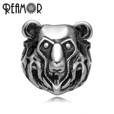 China REAMOR Bear Head 316l Stainless Steel 2mm Hole Animal Small Bead Charms For Men String Bracelets Jewelry DIY Making About 0.2cm/0.07in for sale