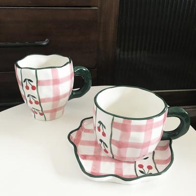 China Viable Japanese Ceramic Handmade Irregular Solhui Coffee Cups Latte Cup Saucer Set for sale