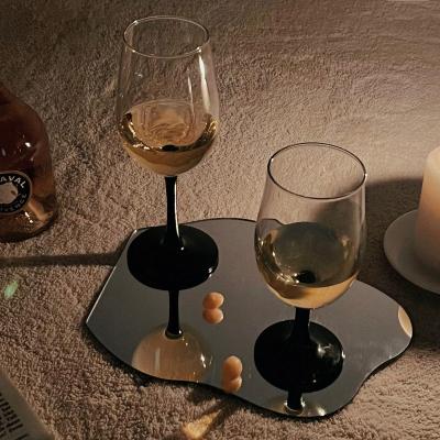 China Recycled Medieval Black Glass Wine Cups Solhui Stem Home Decorative Glass Goblets for sale