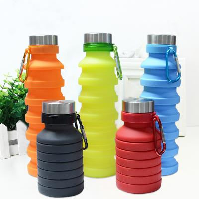 China Solhui Viable Silicone Collapsible Portable Leakproof Sports Bottle Travel Boosting Outdoor Water Bottle With Lid for sale