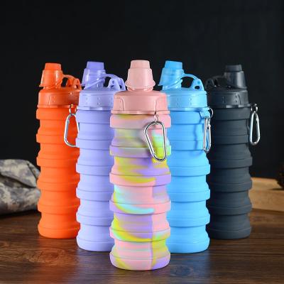 China Solhui Viable Collapsible Water Bottle For Outdoor Sports Travel Portable Silicone Folding for sale