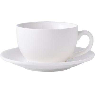 China Solhui Coffee Cup Sustainable White Single Saucer Set Ceramic Coffee Mugs With Tray Tableware Custom Logo for sale