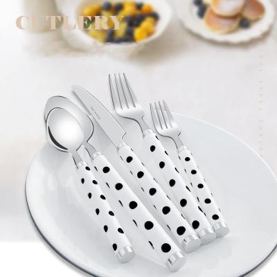 China Sustainable Solhui Stainless Steel Cutlery Knife Spoon And Fork With Polka Handle for sale