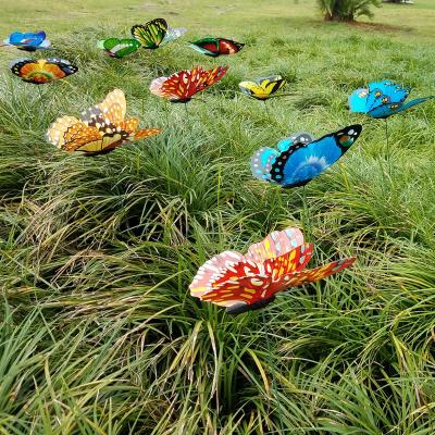 China Solhui 17cm Farm Butterflies Stick Garden Yard Planter Butterfly Stakes Decoracion Outdoor Decor Flower Pots Decoration for sale