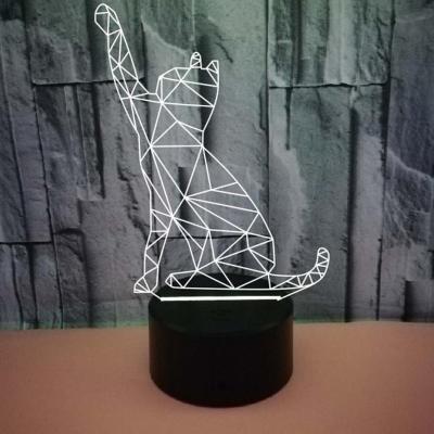 China Solhui Modern Factory Direct Cat Shaped 3D Night Light Acrylic Table Lamp for sale