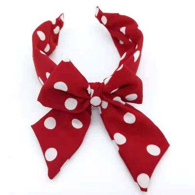 China Fashional Children's Kids Pretty Hot-selling Child's Style Bowknot Printed Dot Wide Padded Headband for sale