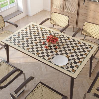 China OEM NAPPA Waterproof Custom PU Table Mat Plaid Oilproof Office Cocktail Table Cover for sale