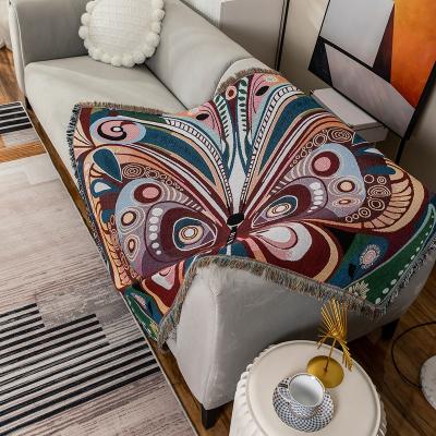 China Factory new arrival fashionable and durable super soft uniquely designed butterfly pattern tapestry towel cover for sale