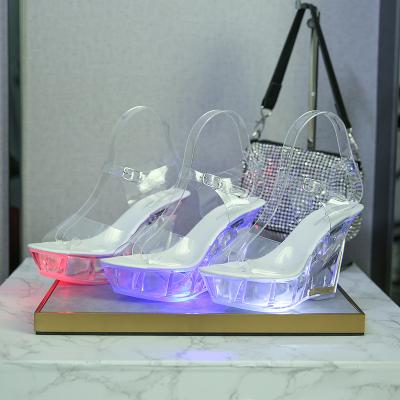 China Stable/Fashion/Sexy Women Tilt Heel Sandals Stripper Shoes Ladies Luminous Nightclub Pole Dancing Shoes for sale