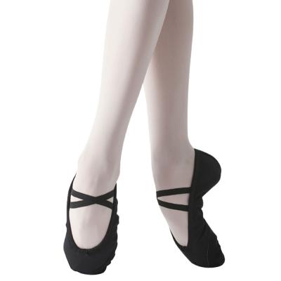 China Soft Adult / Kids Ballet Dance Shoes 28-48 Large Size Canvas Leather Ballet Slippers Flats for sale