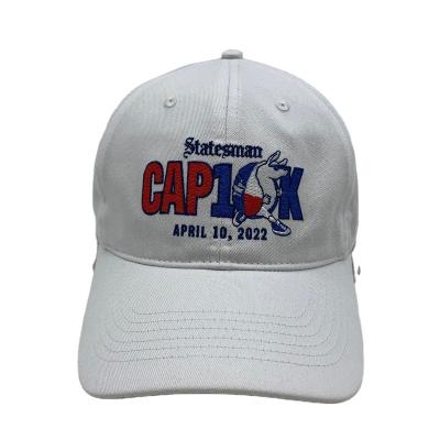 China COMMON White 6 Panel Baseball Cap With Embroidery Adjustable Size Running Hat for sale