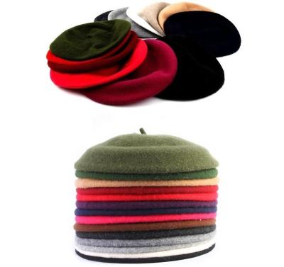 China 100% Custom Character Women Wool Fashion Plain School Beret for sale