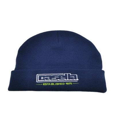 China Navy Blue JOINT Acrylic Custom Beanie Knit Hat For Winter for sale