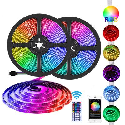 China LANDSCAPE Smart RGB 5050 Stripes Waterproof Strips Luces Led Strip Light Kits Accessible with Remote Controller and Phone App for sale