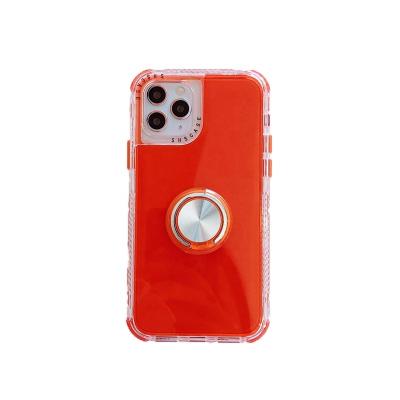 China New Arrival Shockproof TPU Fashionable 3 IN 1 Phone Case With Ring Stand Clear Frame Translucent Back Cover For IPHONE SAMSUNG XIAOMI for sale