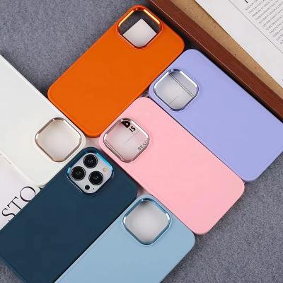 China Shockproof 3 in 1 Metal Camera Case Oil Finish Silicon Case Macaron Color Popular Design Mobile Phone Case New for sale