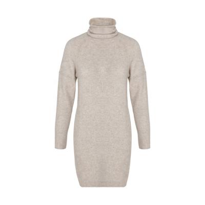 China Anti-wrinkle turtle neck women sweater neck solid pocket top knit long sweater sweater dress for sale