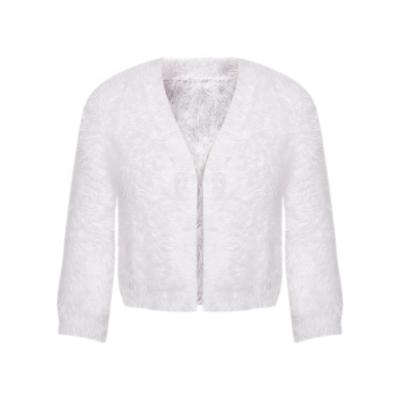 China Anti-wrinkle white slim cardigan short nylon clothing for woman sweater for sale